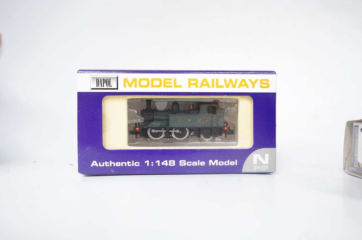 Four boxed Dapol N gauge railway GWR locomotives; two Class 14xx, 1425 (ND001) and 1420 (ND004), together with two Class 45xx, 4567 (ND-020) and 4527 (ND-023). Condition - good.